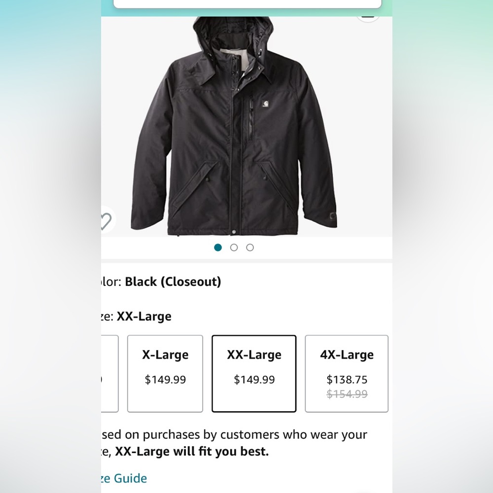Carhartt Men’s Shoreline Jacket W/ Hood Waterproof Breathable Rain Jacket XL